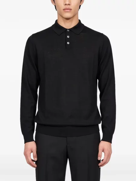Μακρύς polo Manifatture Del Nord μαύρο