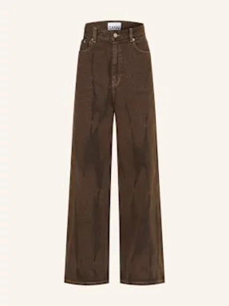 Ganni Jeansy Wide Leg braun