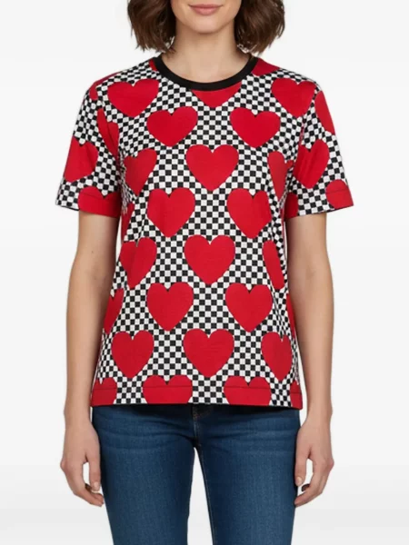 Καρό μπλούζα Love Moschino με σχέδιο κόκκινο