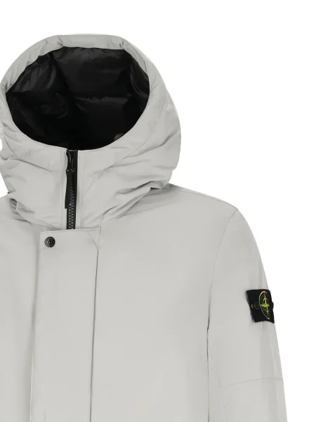 Geacă parka Stone Island cu glugă cu strasuri gri