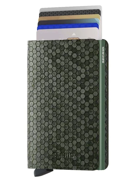 Usnjena denarnica Secrid Slimwallet Hexagon Green zelena