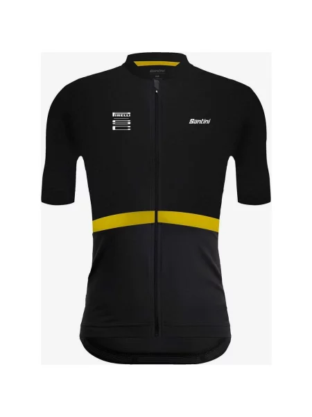 Koszulka rowerowa Santini X Pirelli Sport Club krótki rękaw czarno-żółta Slim Fit XS czarna