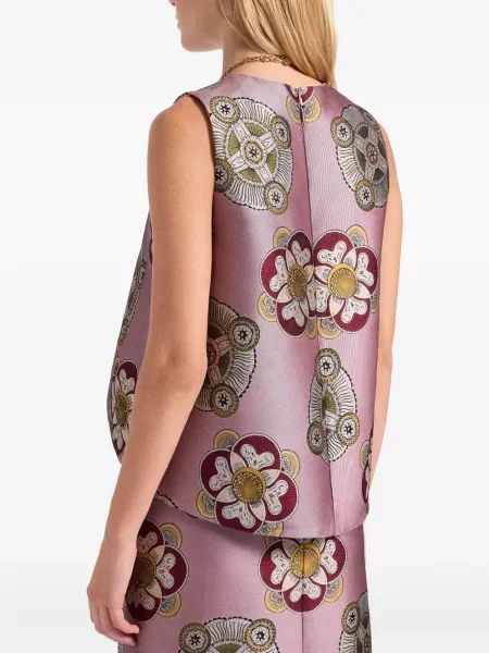 Top La Doublej fără mâneci cu model floral cu imagine roz