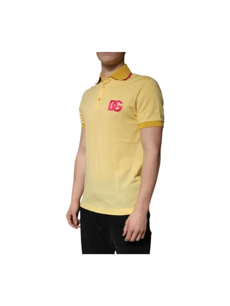 Koszulka polo Dolce And Gabbana z kołnierzem z logo żółta