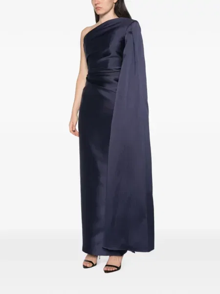Rochie maxi Solace London cu un umăr gol albastru