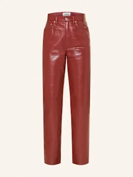 Agolde Spodnie Z Imitacji Skóry Pinch Waist rot czerwone