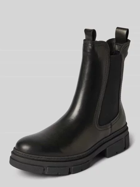Buty chelsea z welurowej skóry bydlęcej z naturalnej skóry Tamaris czarne