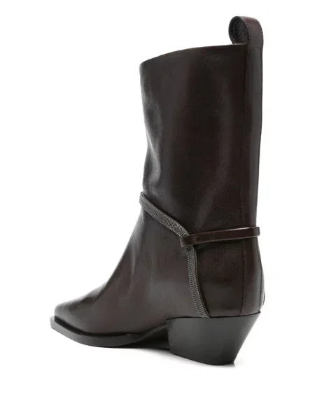 Botine Brunello Cucinelli din piele cowboy maro