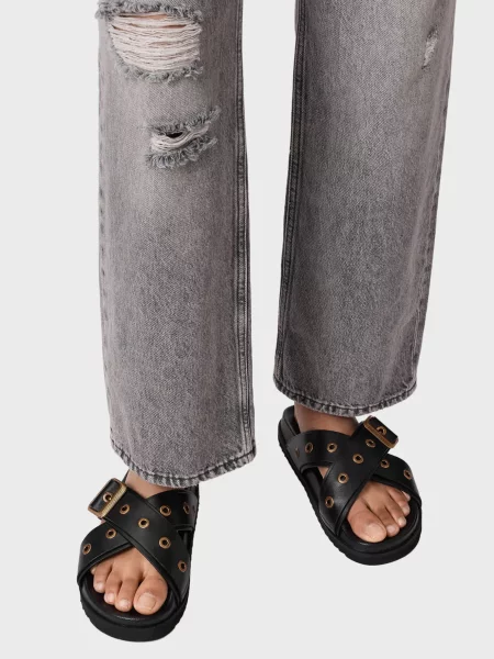 Кожаные шлепанцы Allsaints черные