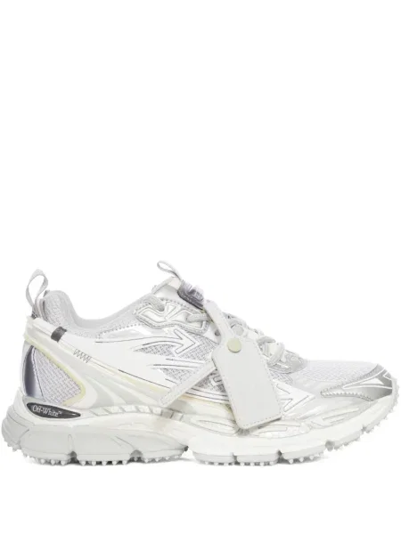 Sneakerși Off-white cu șireturi din piele alb