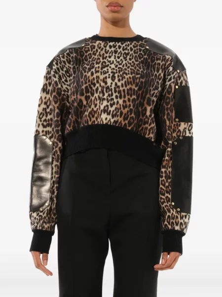 Decupat pulover Givenchy din piele negru
