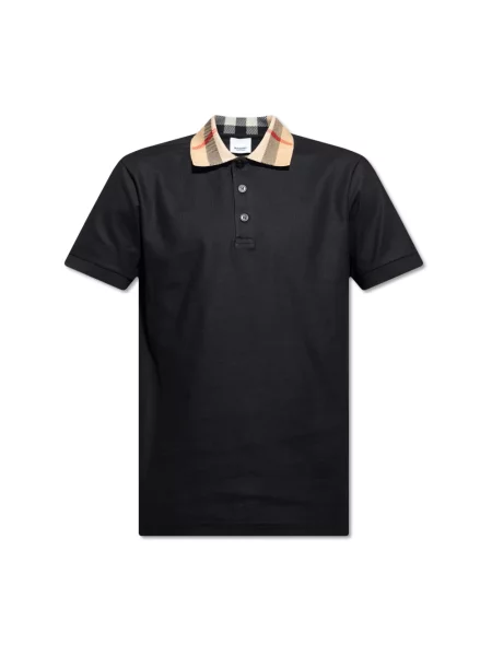 Koszulka polo Burberry z krótkim rękawem czarna