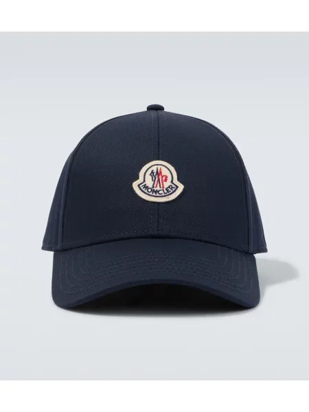Șapcă Moncler din țesătură twill cu autograf albastru