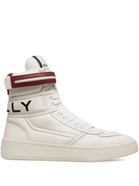 Sneakerși Bally din piele cu bretele alb
