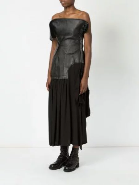 Hedvábné oblekové šaty Yohji Yamamoto černé