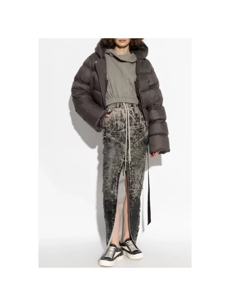 Krótka bluza z kapturem Rick Owens z kapturem szara