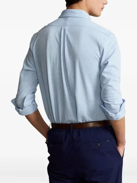 Lniana czapka z daszkiem Polo Ralph Lauren z okrągłym dekoltem niebieska