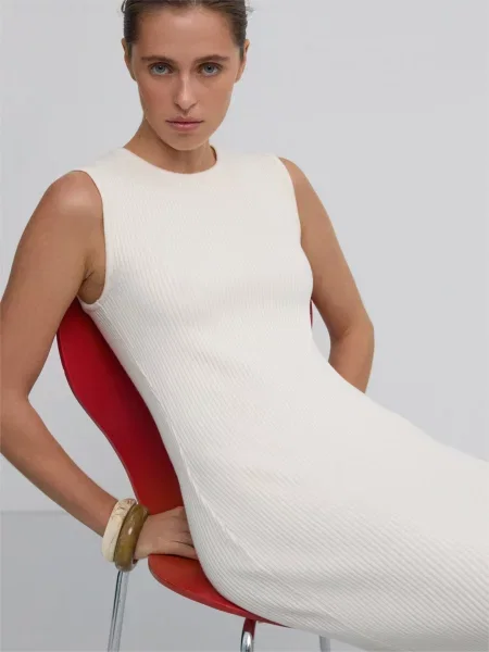 Сукня міді Estro молочний віскоза/нейлон