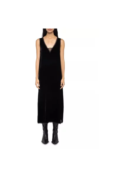 Aksamitna sukienka midi Zadig & Voltaire czarna