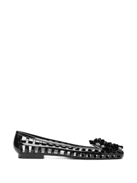 Balerini Heavenly Jelly cu model floral cu mărgele negru