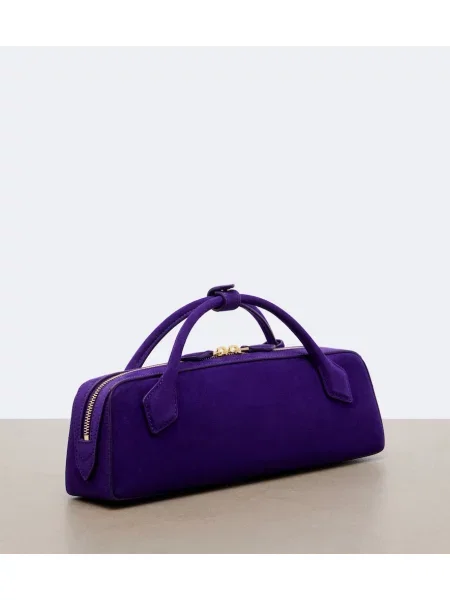 Geantă plic Alaïa din piele de căprioară violet