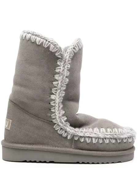 Botine Mou din piele de căprioară gri