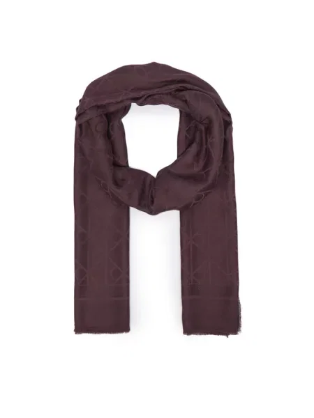Calvin Klein Шал Emblem Aop Glossy Tonal Scarf Бордо