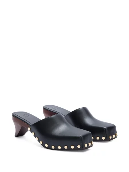 Papuci tip mules Ganni cu tepi negru