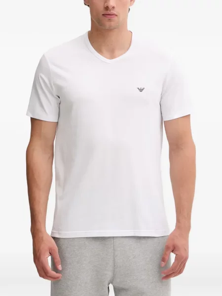 Πουκάμισο Emporio Armani με σχέδιο με λαιμόκοψη v μπλε
