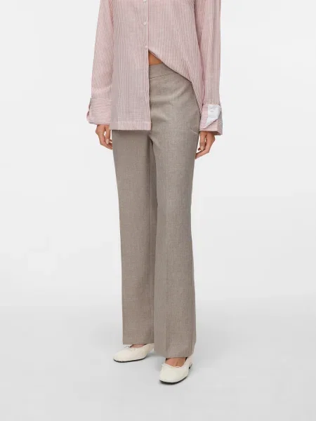 VERO MODA Pantaloni cu dungă VMAYAR LYN amestecat maro