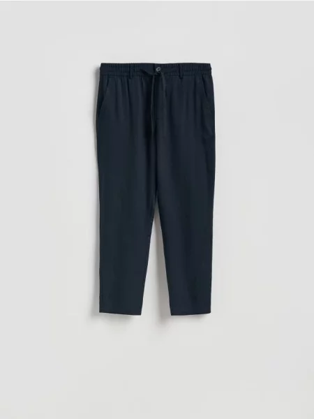 Reserved Pantaloni cu fibre Lyocell bleumarin