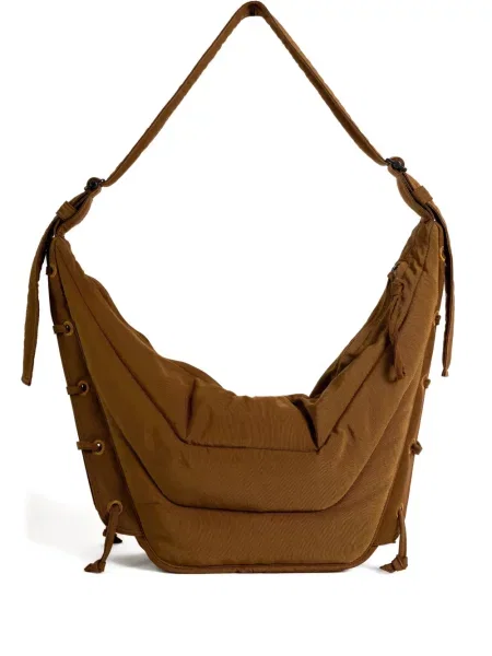 Geantă Lemaire cu șireturi din dantelă maro