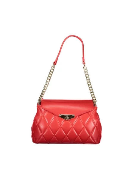 Lniana torebka Valentino Bags czerwona