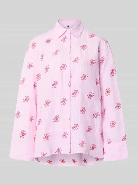 Bluzka koszulowa o kroju oversized z mieszanki lnu i Tommy Hilfiger biała