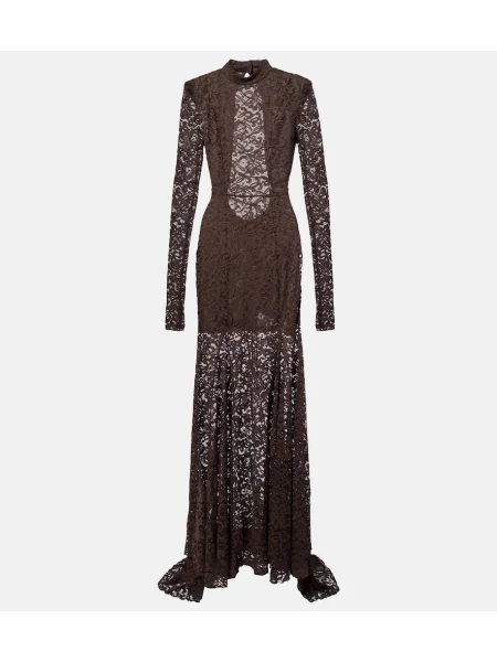 Rochie Rotate cu model floral din dantelă maro