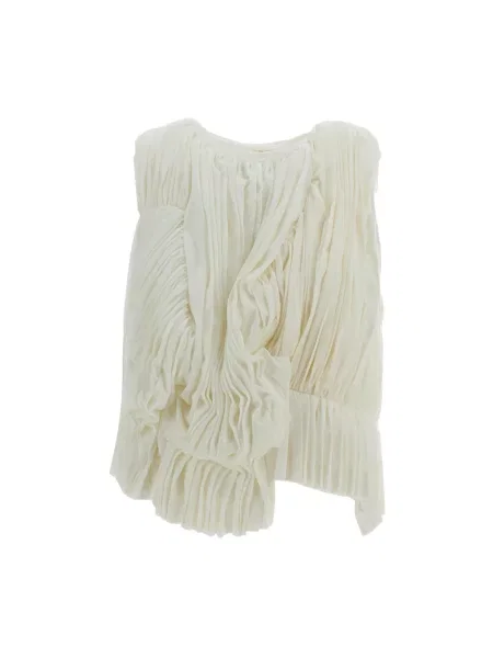 Top Comme Des Garcons drapowany biały