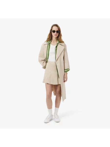 Lacoste Krótka Plisowana Spódnica Z Elastycznej Bawełny beżowa