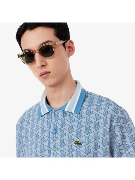 Lacoste Koszulka Polo O Klasycznym Kroju Z Żakardowym Monogramem niebieski