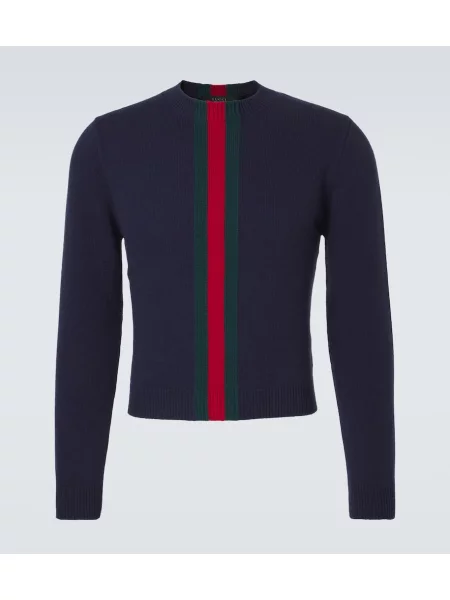 Pulover Gucci de lână cu dungi albastru