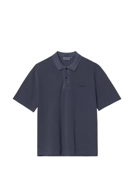Tricou polo Carhartt Wip cu autograf albastru