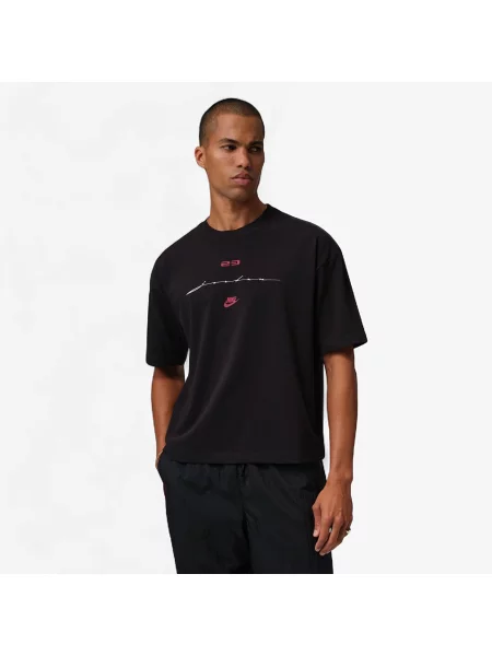 T-shirt Jordan Flight Script T-Shirt Black/ Gym Red XS μαύρο