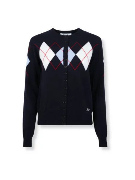 Kardigan Msgm wełniany z wzorem argyle