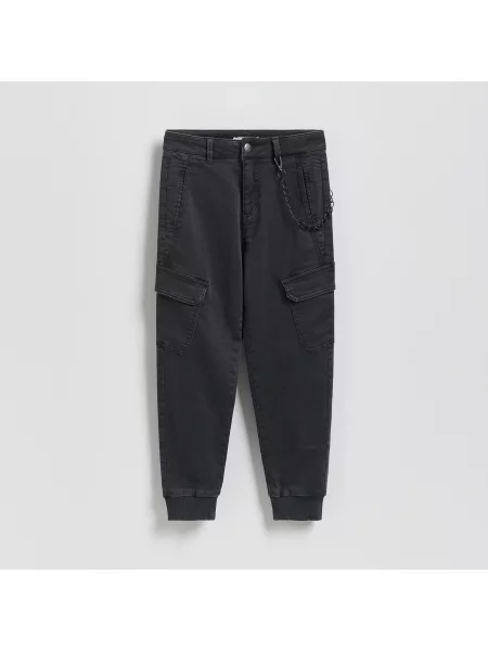 Reserved Kalhoty joggers s řetízkem tmavě šedá