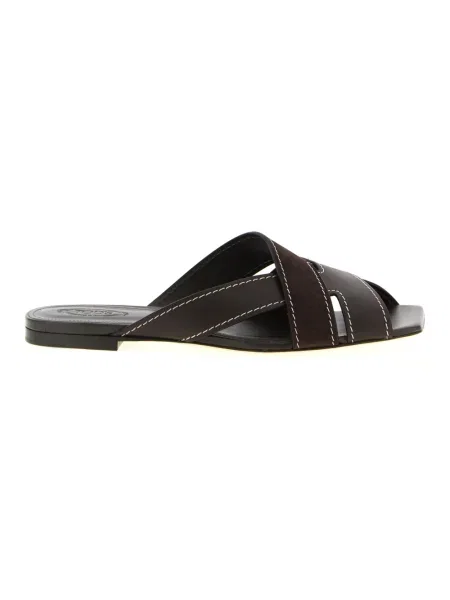 Klapki Tod's skórzane brązowe