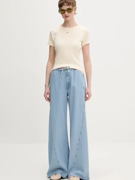 Tommy Jeans basic tričko s béžové