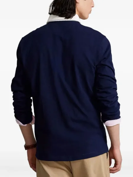 Polo Polo Ralph Lauren cu broderie de in cu talie înaltă albastru