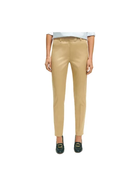 Satynowe spodnie Brooks Brothers beżowe