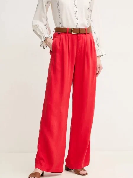 Pepe Jeans pantaloni GOA femei rosu lat high waist