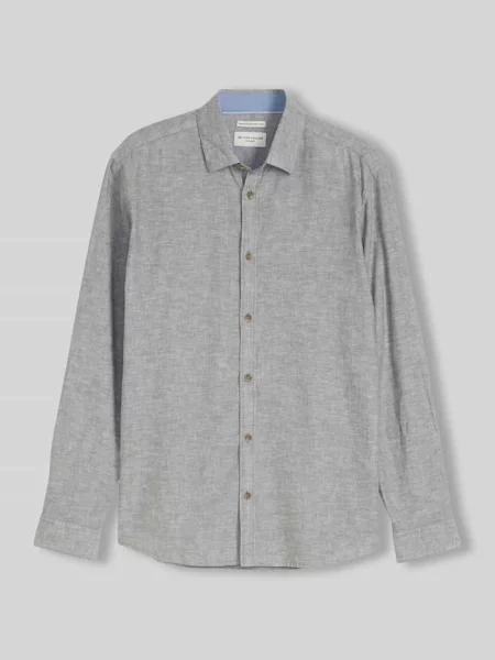 Koszula casualowa o kroju regular fit z mieszanki lnu i bawełny Tom Tailor szara