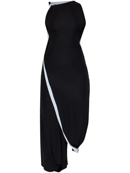Maksi sukienka maxi Victoria Beckham asymetryczna garniturowa czarna